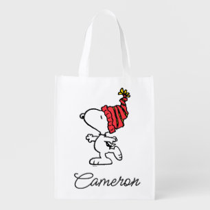 Peanuts Snoopy Winter Beanie Cap Grocery Bag