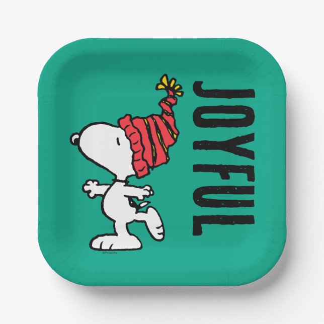 Peanuts | Snoopy Winter Beanie Cap Paper Plates (Front)