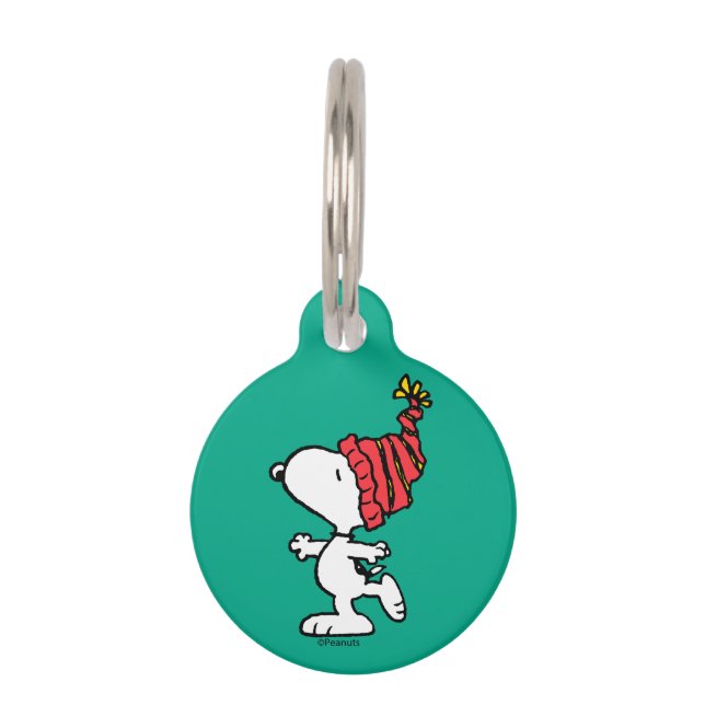 Peanuts | Snoopy Winter Beanie Cap Pet ID Tag (Front)