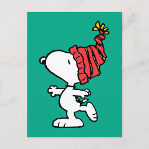 Peanuts   Snoopy Winter Beanie Cap Postcard