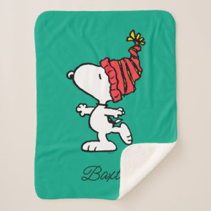 Peanuts Snoopy Winter Beanie Cap Sherpa Blanket