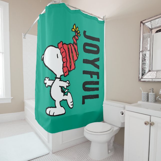 Peanuts | Snoopy Winter Beanie Cap Shower Curtain (In Situ)
