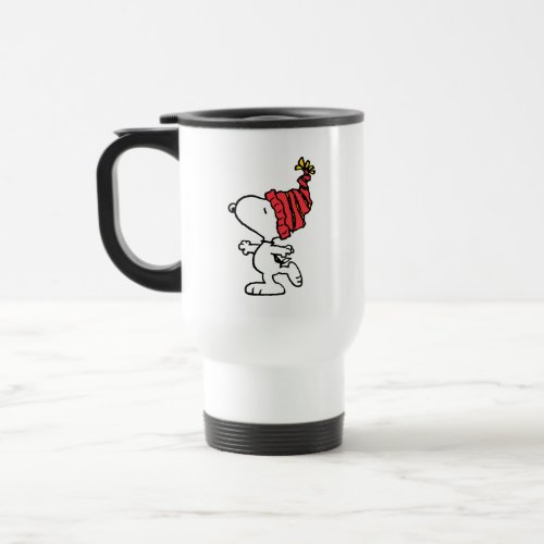 Peanuts  Snoopy Winter Beanie Cap Travel Mug