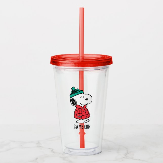Peanuts | Snoopy Winter Coat & Hat Acrylic Tumbler (Front)