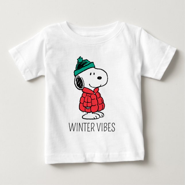 Peanuts | Snoopy Winter Coat & Hat Baby T-Shirt (Front)