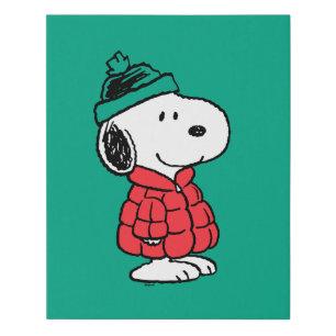 Peanuts Snoopy Winter Coat & Hat Faux Canvas Print