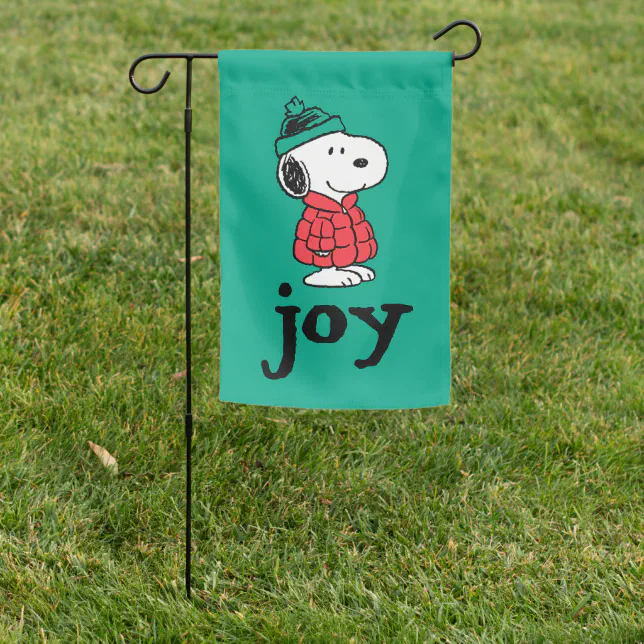 Peanuts | Snoopy Winter Coat & Hat Garden Flag | Zazzle