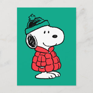 Peanuts   Snoopy Winter Coat & Hat Postcard