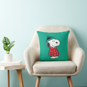 Peanuts   Snoopy Winter Coat & Hat Throw Pillow