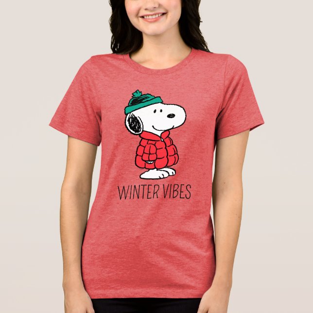 Peanuts | Snoopy Winter Coat & Hat Tri-Blend Shirt (Front)