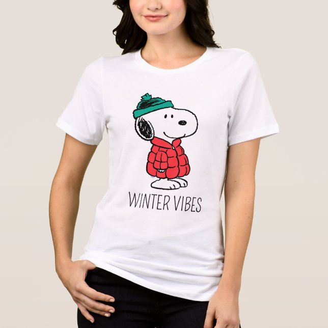Peanuts | Snoopy Winter Coat & Hat Tri-Blend Shirt (Front)