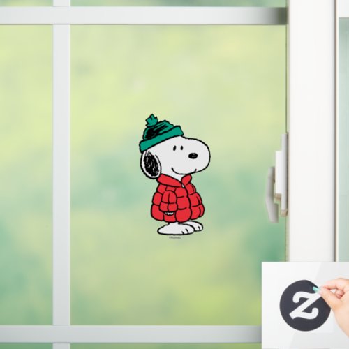 Peanuts  Snoopy Winter Coat  Hat Window Cling