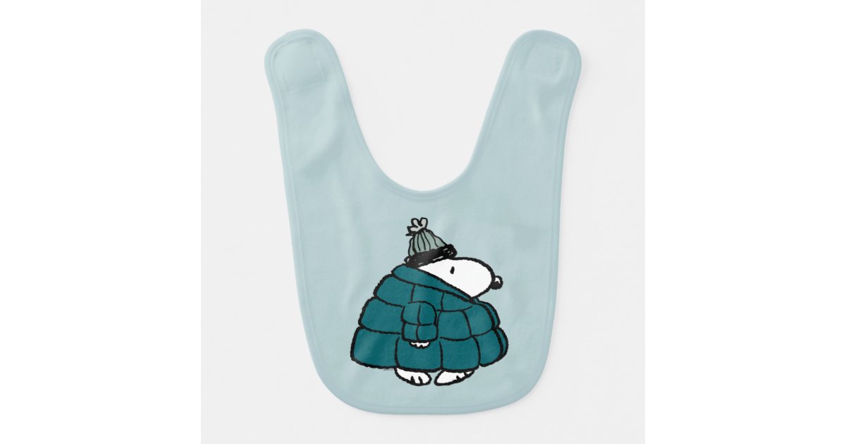 Peanuts | Snoopy Winter Puffer Jacket Baby Bib | Zazzle
