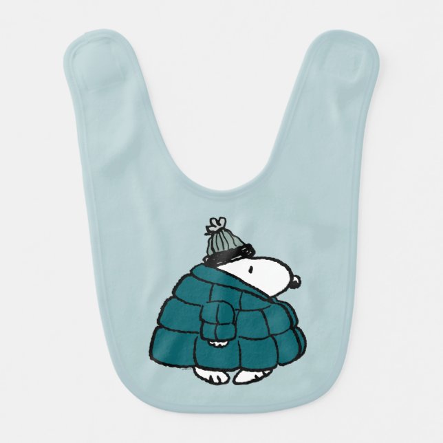 Peanuts | Snoopy Winter Puffer Jacket Baby Bib (Front)