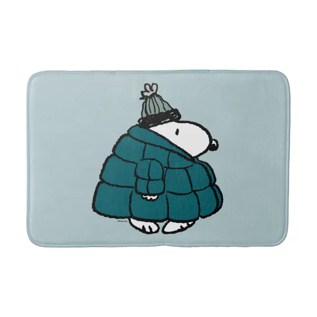 Peanuts | Snoopy Winter Puffer Jacket Bath Mat | Zazzle