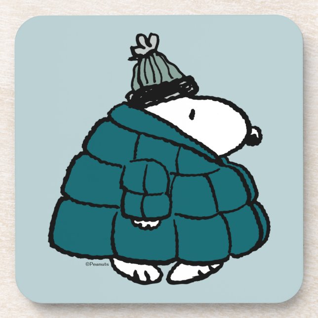 Peanuts | Snoopy Winter Puffer Jacket Beverage Coaster (Front)