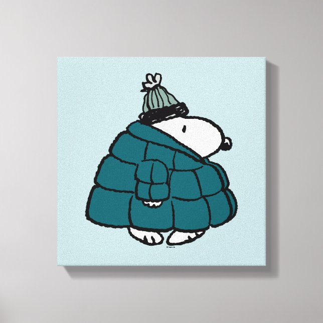 Peanuts | Snoopy Winter Puffer Jacket Canvas Print (Front)