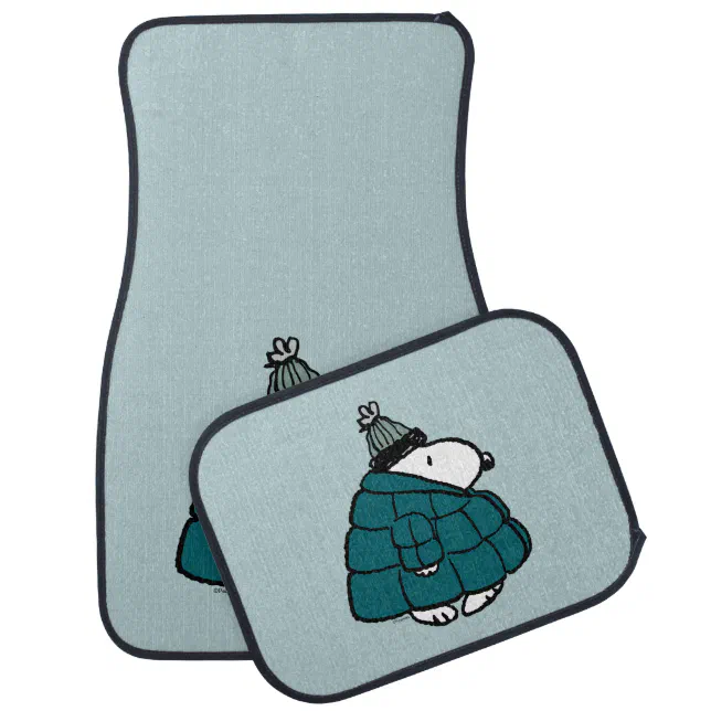 Peanuts | Snoopy Winter Puffer Jacket Car Floor Mat | Zazzle