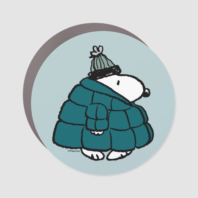 Peanuts | Snoopy Winter Puffer Jacket Car Magnet (Front)