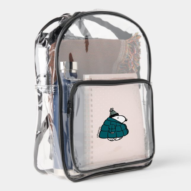 Peanuts | Snoopy Winter Puffer Jacket Clear Backpack (Right)