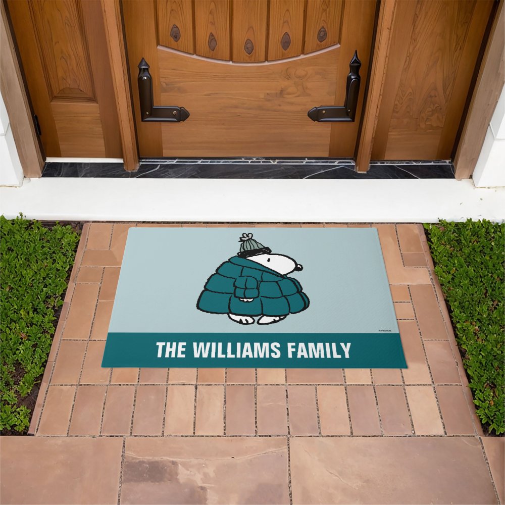 Disover Customize Snoopy Winter Puffer Jacket Doormat
