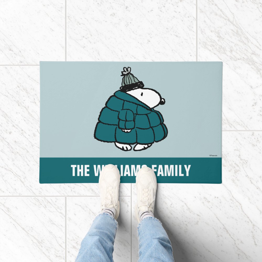 Disover Customize Snoopy Winter Puffer Jacket Doormat