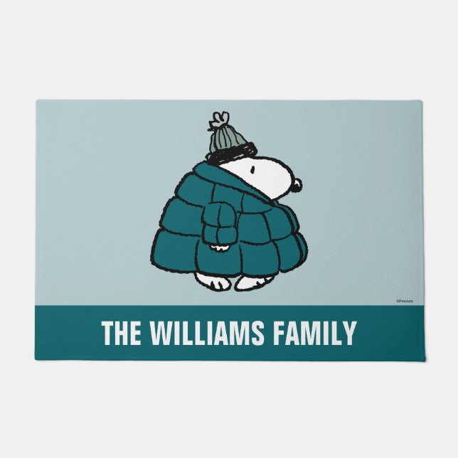 Peanuts | Snoopy Winter Puffer Jacket Doormat (Front)