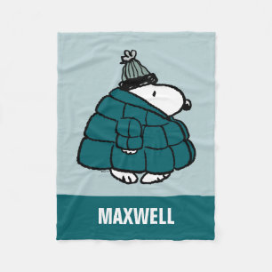 Peanuts Snoopy Winter Puffer Jacket Fleece Blanket