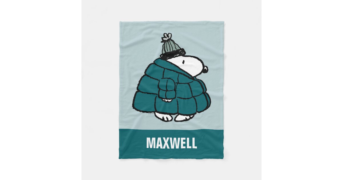 Peanuts | Snoopy Winter Puffer Jacket Fleece Blanket | Zazzle