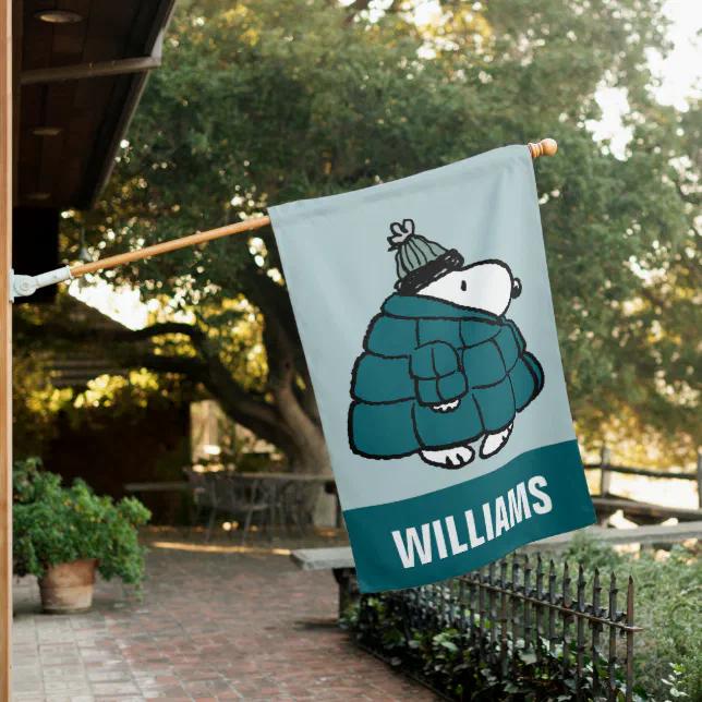 Peanuts | Snoopy Winter Puffer Jacket House Flag | Zazzle