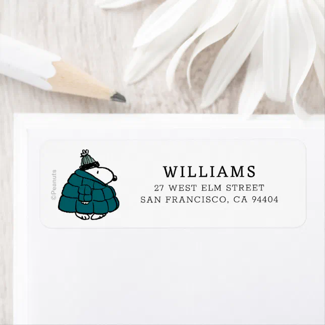 Peanuts | Snoopy Winter Puffer Jacket Label | Zazzle