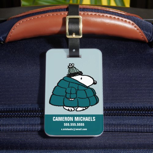Peanuts  Snoopy Winter Puffer Jacket Luggage Tag