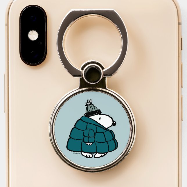 Peanuts | Snoopy Winter Puffer Jacket Phone Ring Stand (Close Up)