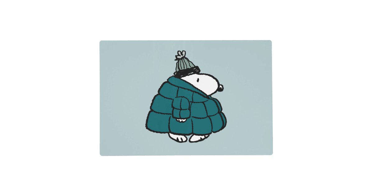 Peanuts | Snoopy Winter Puffer Jacket Placemat | Zazzle