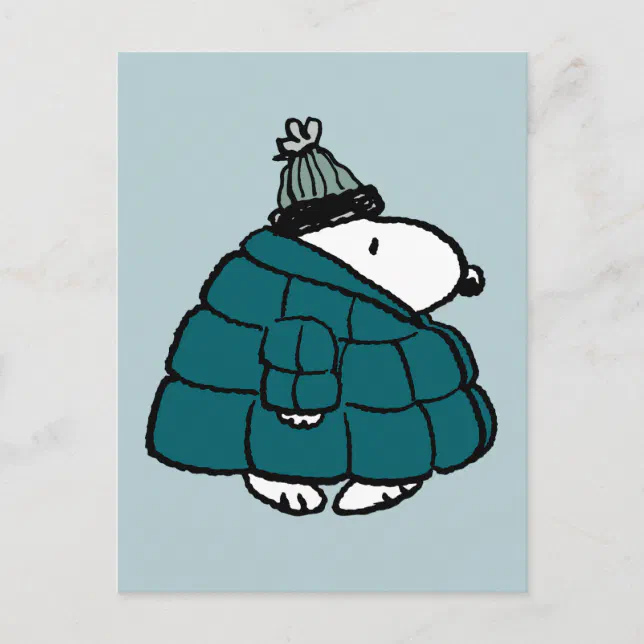 Peanuts Snoopy Winter Puffer Jacket Postcard Zazzle