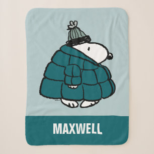 Peanuts Snoopy Winter Puffer Jacket Sherpa Blanket