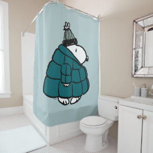 Peanuts   Snoopy Winter Puffer Jacket Shower Curtain