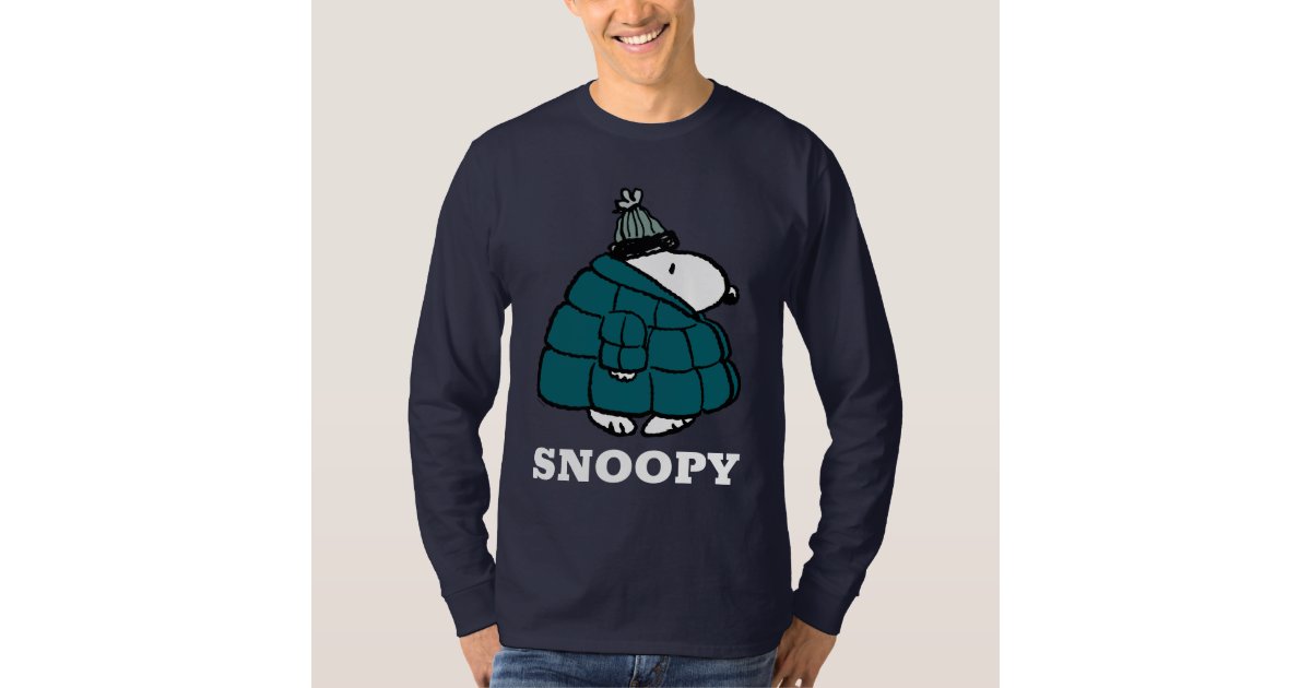 Peanuts | Snoopy Winter Puffer Jacket T-Shirt | Zazzle