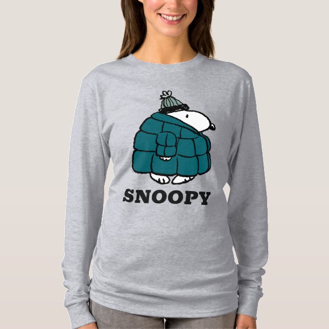 Peanuts | Snoopy Winter Puffer Jacket T-Shirt (Front)