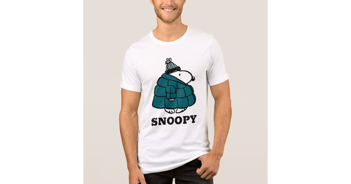 Peanuts | Snoopy Winter Puffer Jacket Tri-Blend Shirt | Zazzle