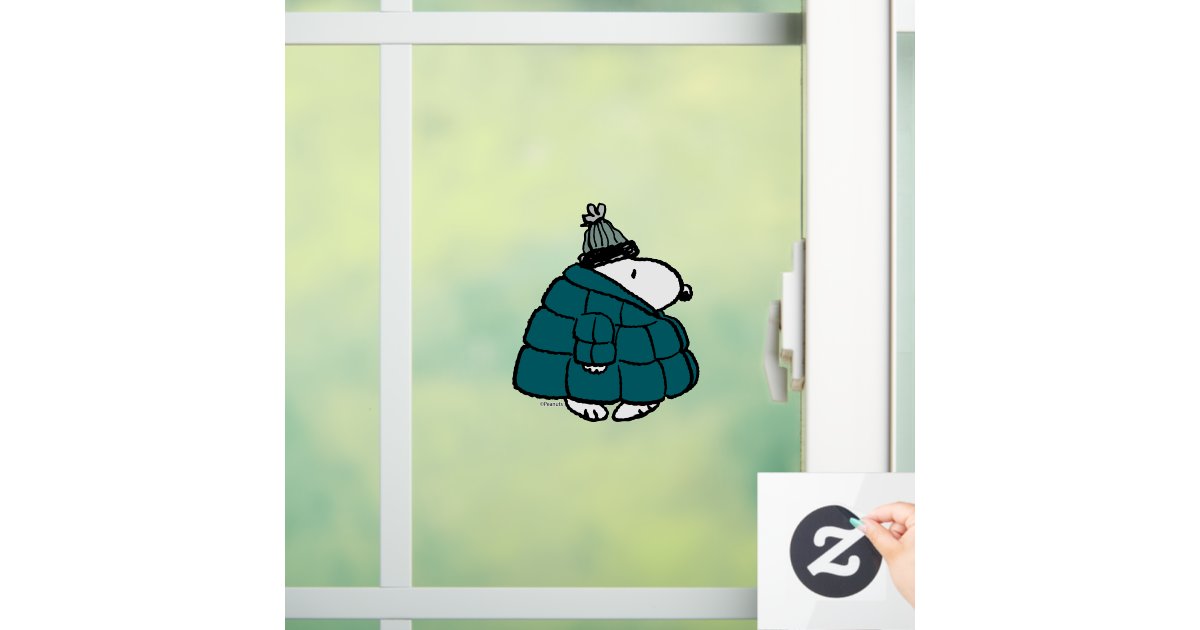 Peanuts | Snoopy Winter Puffer Jacket Window Cling | Zazzle