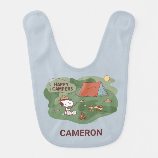 Peanuts | Snoopy & Woodstock | Add Your Name Baby Bib (Front)