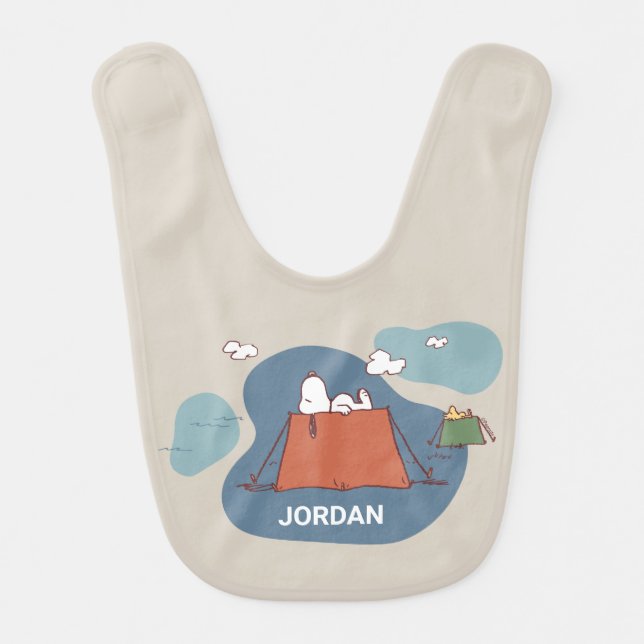 Peanuts | Snoopy & Woodstock | Add Your Name Baby Bib (Front)