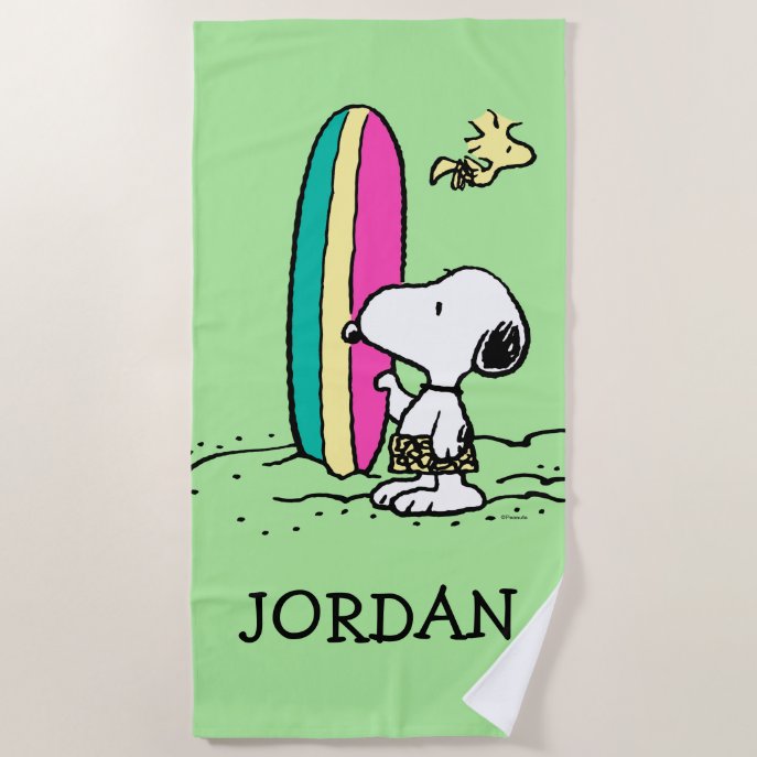 Peanuts | Snoopy &amp; Woodstock | Add Your Name Beach Towel