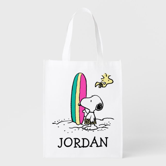 Peanuts | Snoopy & Woodstock | Add Your Name Grocery Bag (Front)