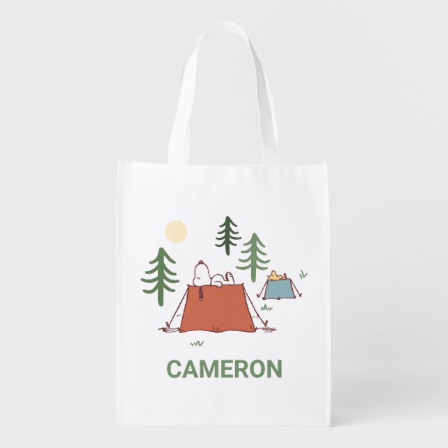 Peanuts | Snoopy & Woodstock | Add Your Name Grocery Bag (Front)