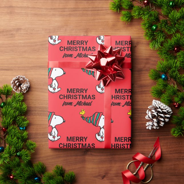 Peanuts | Snoopy & Woodstock | Add Your Name Wrapping Paper (Holiday Gift)