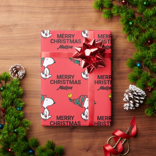 Peanuts  Snoopy  Woodstock  Add Your Name Wrapping Paper