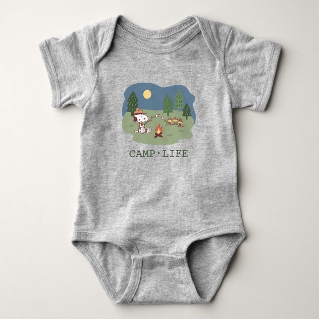 Peanuts | Snoopy & Woodstock at the Campfire Baby Bodysuit (Front)