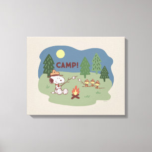 Peanuts Snoopy & Woodstock at the Campfire Canvas Print